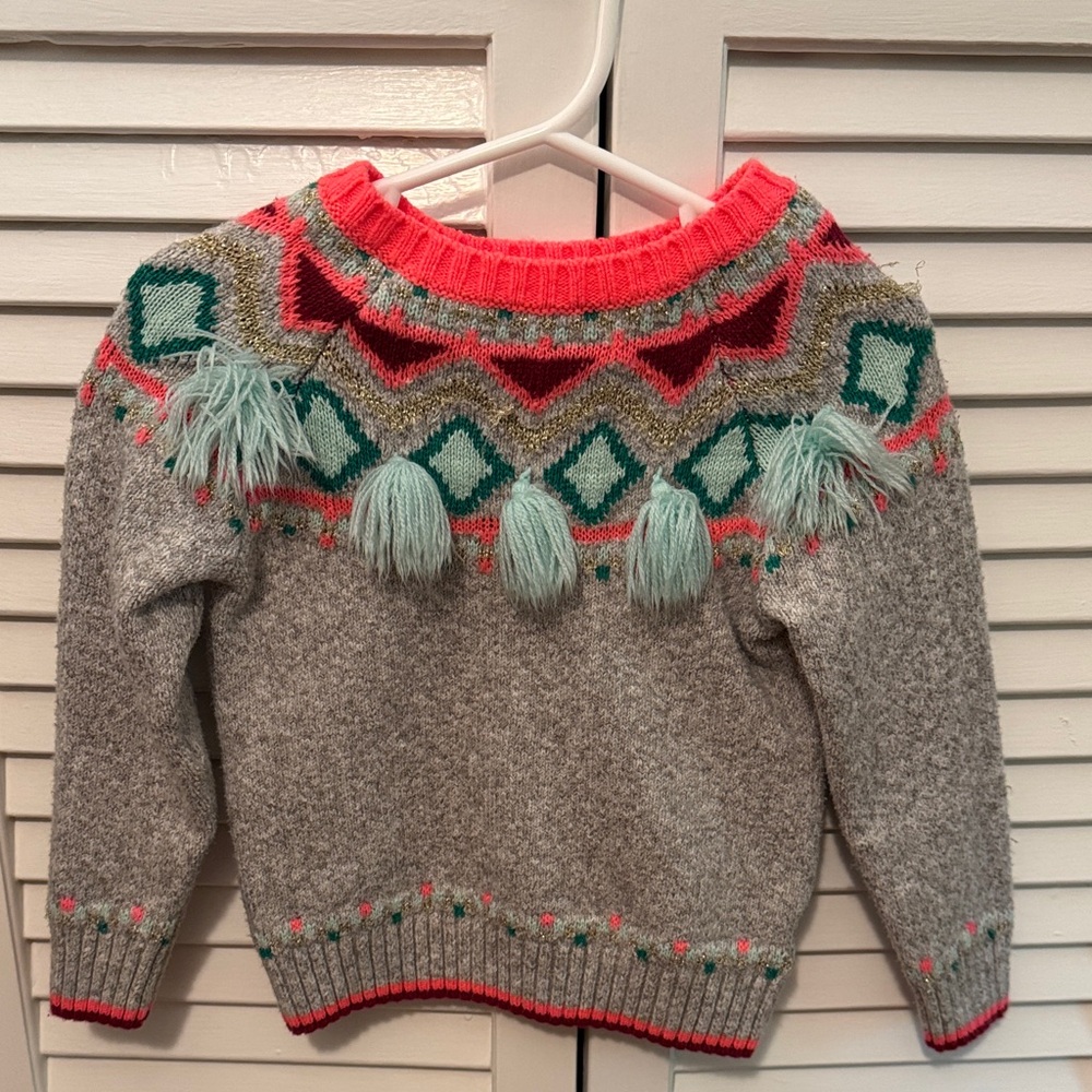 Cat & Jack Colorful Tassel Sweater